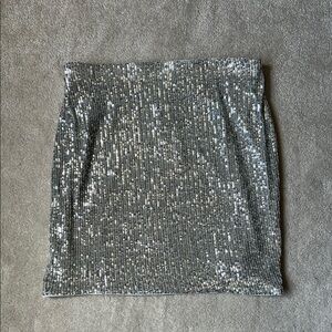 Silver Sequin Skirt